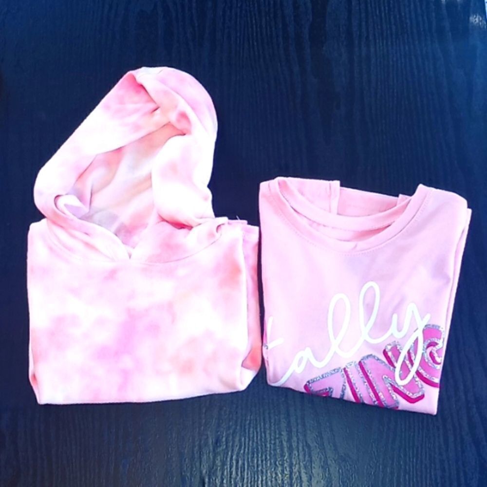 TODDLER GIRLS CROPPED Muscle Hoodie Sweatshirt & T Shirt Terrycloth Cotton 4T